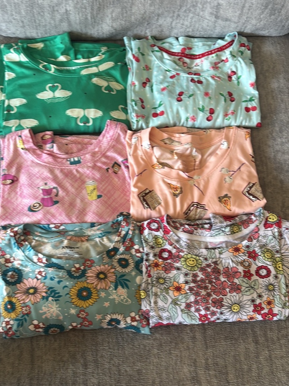 Floral & Novelty Print Pajama Dresses - Multi Color